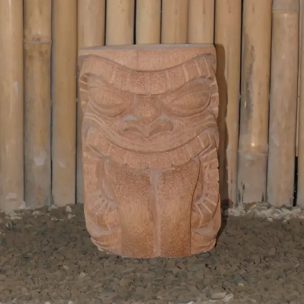 Product image 7 of the product “Tiki Statue as Stool - Polynesia style. From coconut palm 30cm Height. Approx. 22cm dia. Model 21 - Tongue out 2 ”